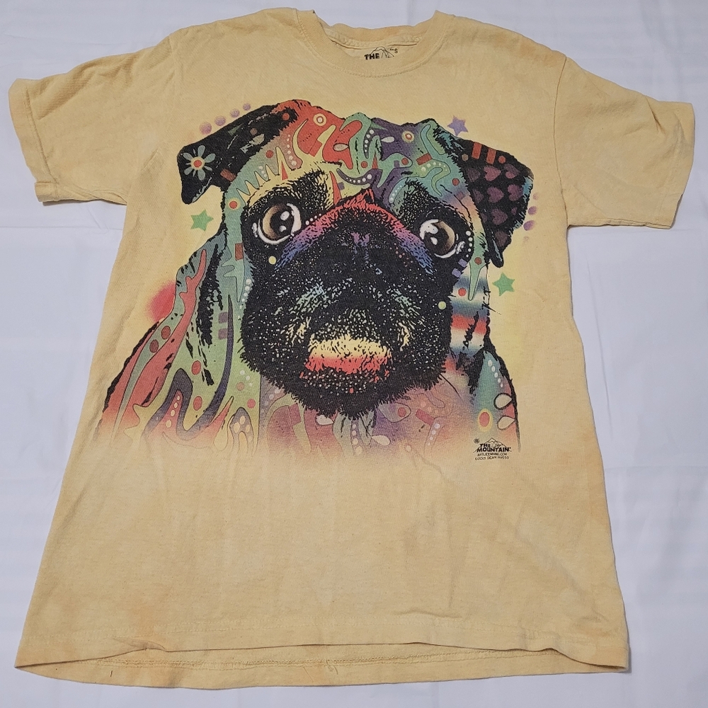 The Mountain Dean Russo Pug Face T-shirt Mens Small Yellow